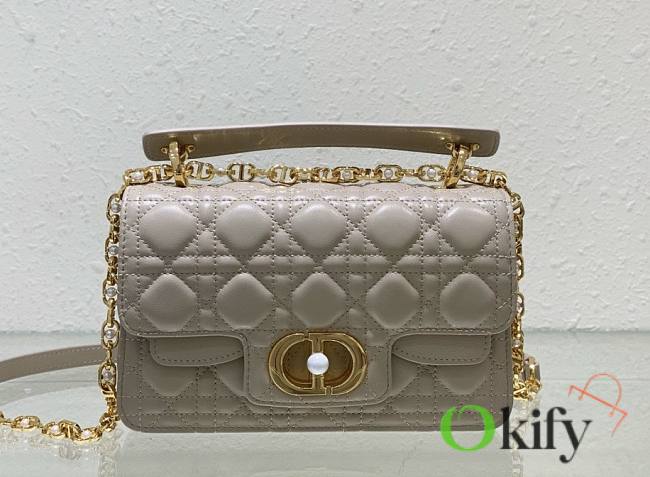 Okify Small Dior Jolie Top Handle Bag Beige Cannage Calfskin - 1
