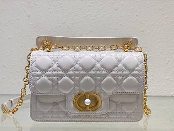Okify Small Dior Jolie Top Handle Bag White Cannage Calfskin