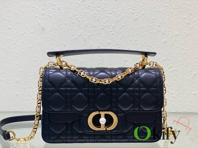 Okify Small Dior Jolie Top Handle Bag Black Cannage Calfskin - 1