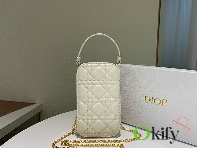 Okify Lady Dior Phone Holder White Cannage Lambskin - 1