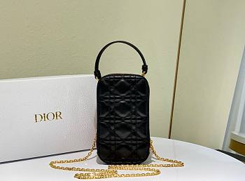 Okify Lady Dior Phone Holder Black Cannage Lambskin