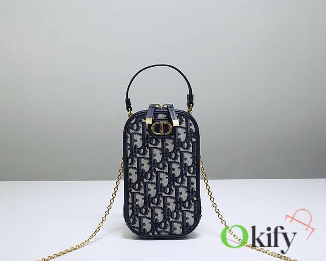 Okify Dior 30 Montaigne Call'in Dior Phone Holder Blue Dior Oblique Jacquard - 1
