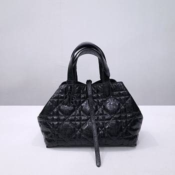 Okify Medium Dior Toujours Bag Black Macrocannage Crinkled Calfskin 28.5cm