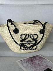 Okify Loewe Small Anagram Basket Bag Natural/ Black 38cm - 4