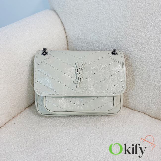 Okify YSL Niki Baby Vintage Leather White - 1