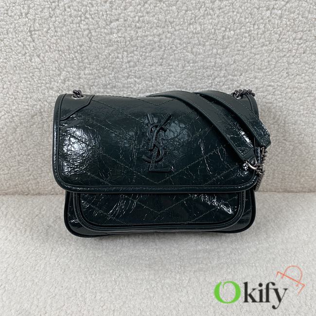 Okify YSL Niki Baby Vintage Leather Dark Green - 1