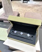 Okify VCA Vintage Alhambra Bracelet 5 Motifs 18K White Gold Chalcedony - 4