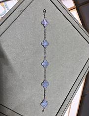 Okify VCA Vintage Alhambra Bracelet 5 Motifs 18K White Gold Chalcedony - 3