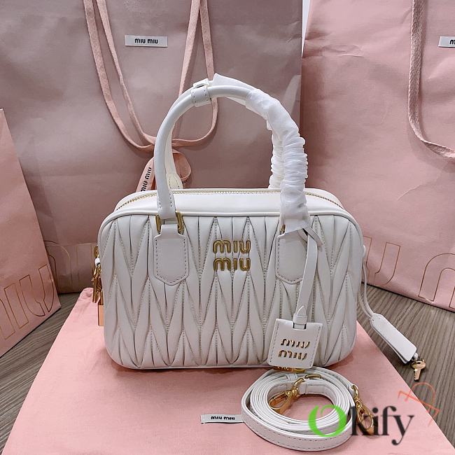 Okify Miu Miu Arcadie Matelassé Nappa Leather Bag White 5BB124 - 1