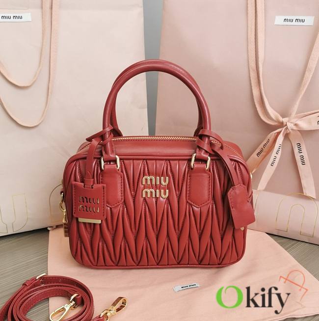Okify Miu Miu Arcadie Matelassé Nappa Leather Bag Red 5BB124 - 1