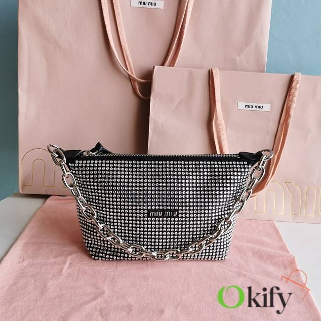 Okify Miu Miu Miu Miu Spirit Satin Bag With Appliqués Black 5BC103 - 1