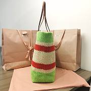 Okify Miu Miu Woven Fabric Tote Bag Beige/ Green - 3