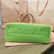 Okify Miu Miu Woven Fabric Tote Bag Beige/ Green - 6