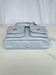 Okify CC Hobo Handbag Shiny Calfskin Gold Tone Metal Gray - 4