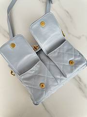 Okify CC Hobo Handbag Shiny Calfskin Gold Tone Metal Gray - 2