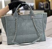 Okify CC 23S Deauville Shopping Bag Distressed Blue Denim Aged Silver Hardware - 5