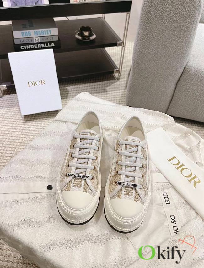 Okify Walk'n'Dior Platform Sneaker White and Gold Tone  - 1