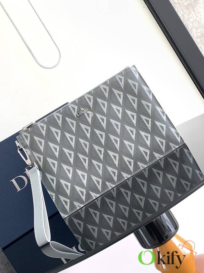 Okify Dior A5 Triangle Pouch Dior Gray CD Diamond Canvas - 1