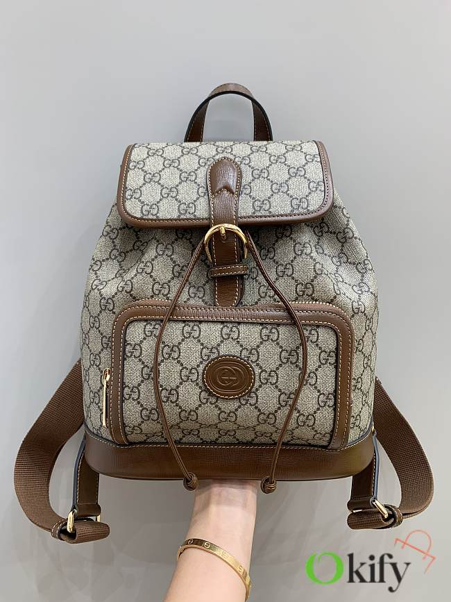 Okify Gucci Backpack With Interlocking G Beige And Ebony GG Supreme Canvas - 1