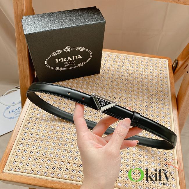 	 Okify Prada Black Silver Hardware Belt 2cm - 1