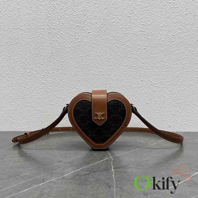 Okify Celine Heart In Triomphe Canvas And Calfskin 14×5×12.5 - 1
