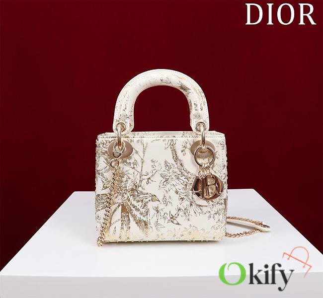 Okify Dior Lady Dior Platinum Metallic Cannage Lambskin with Beaded Embroidery - 1