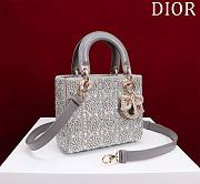 	 Okify Dior Lady Small Grey Bead Embroidery 20*16*8cm - 3