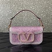 Okify Valentino Small Locò Rhinestones Shoulder Bag Pink 19x10.5x5cm - 1