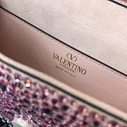 Okify Valentino Small Locò Rhinestones Shoulder Bag Pink 19x10.5x5cm - 3