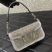 	 Okify Valentino Small Locò Rhinestones Shoulder Bag Grey 19x10.5x5cm - 5