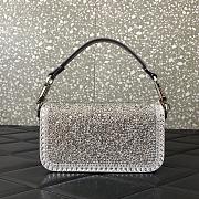 	 Okify Valentino Small Locò Rhinestones Shoulder Bag Grey 19x10.5x5cm - 4