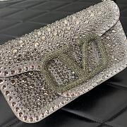 	 Okify Valentino Small Locò Rhinestones Shoulder Bag Grey 19x10.5x5cm - 3