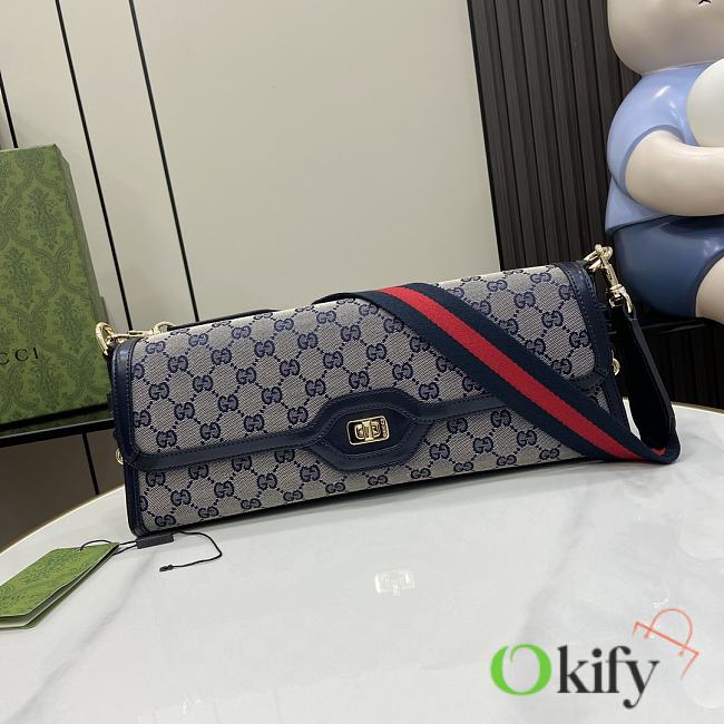 	Okify Gucci Luce Small Shoulder Bag Blue 14x36x8cm - 1