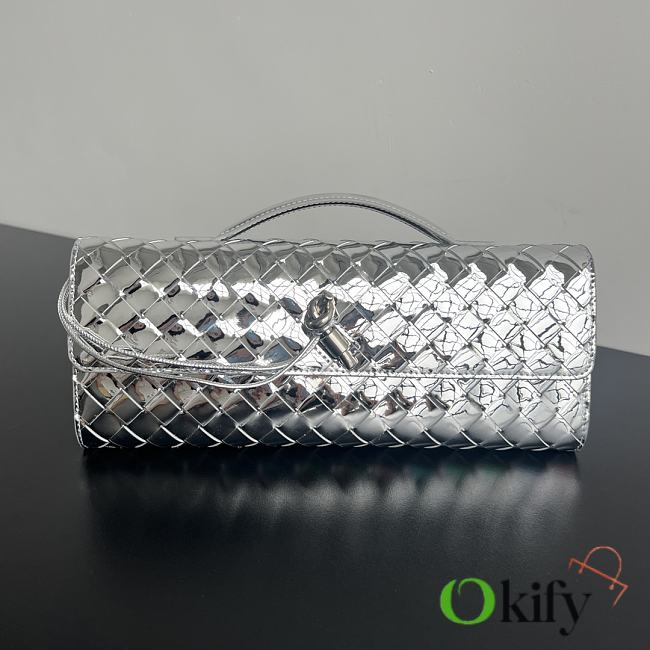 	 Okify Bottega Veneta Long Clutch Silver Hardware Size 31x13x3 - 1