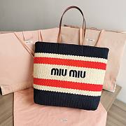 Okify Miu Miu Women Fabric Tote Bag Blue 34x40x16cm - 1