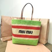 	 Okify Miu Miu Women Fabric Tote Bag Green 34x40x16cm - 1