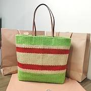 	 Okify Miu Miu Women Fabric Tote Bag Green 34x40x16cm - 2