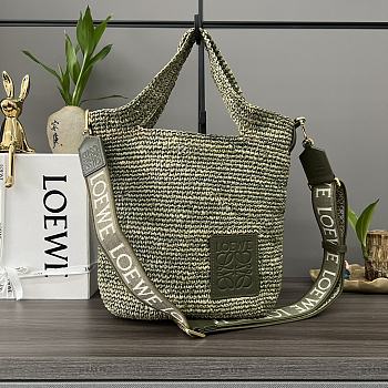 Okify Loewe Mini Slit Bag In Raffia Green 30*8*30cm