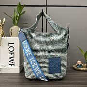 Okify Loewe Mini Slit Bag In Raffia Blue 30*8*30cm - 1