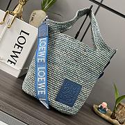 Okify Loewe Mini Slit Bag In Raffia Blue 30*8*30cm - 5