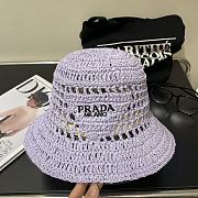 Okify Prada Women Raffia Bucket Hat-Purple - 3