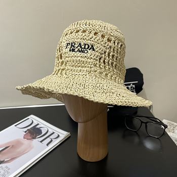 	 Okify Prada Women Raffia Bucket Hat-Beige