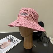 	 Okify Prada Women Raffia Bucket Hat-Pink - 1