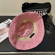 	 Okify Prada Women Raffia Bucket Hat-Pink - 2