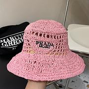 	 Okify Prada Women Raffia Bucket Hat-Pink - 3