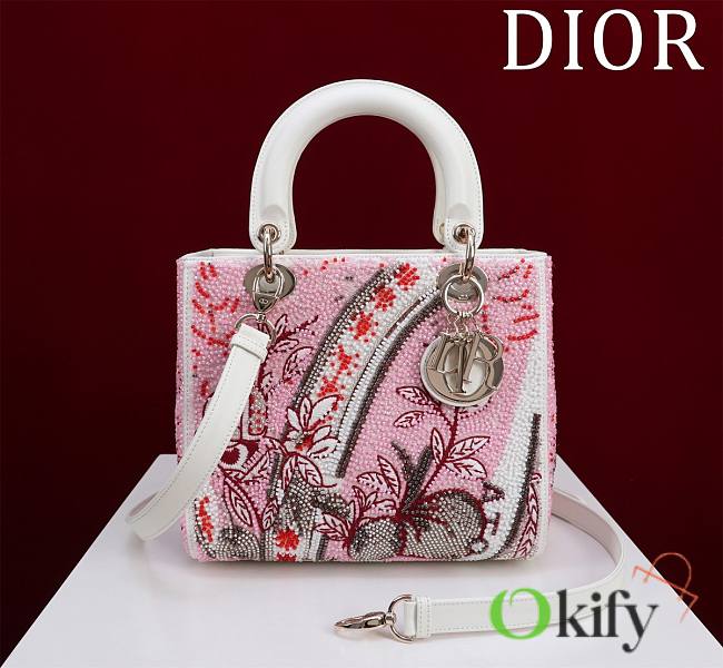 	 Okify Lady Dior Embroidery White 24*20*11cm - 1