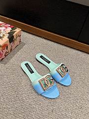 Okify Dolce&Gabbana Calfskin Slides  Blue 35-39 - 1