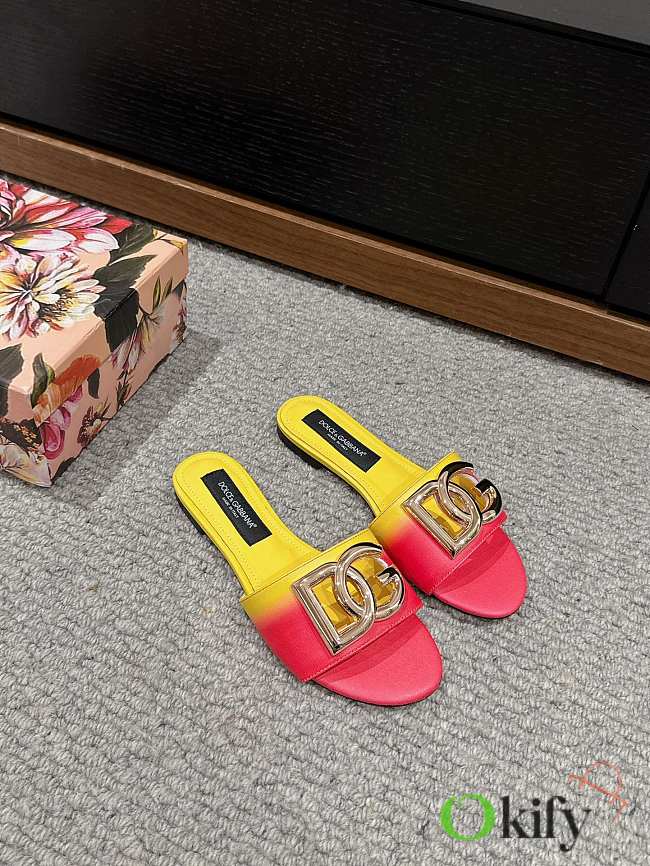 	 Okify Dolce&Gabbana Calfskin Slides Yellow 35-39 - 1