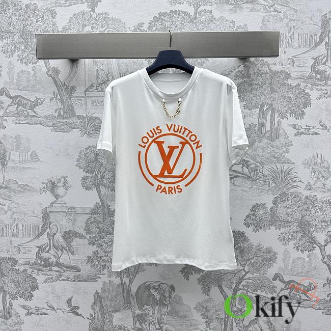 Okify Louis Vuitton Flocked LV T-Shirt Orange SML - 1