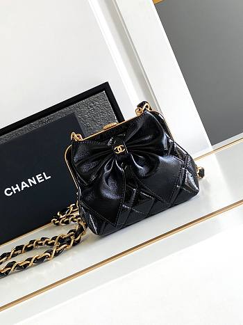 	 Okify Chanel Clutch With Strap Black 12 × 13 × 4 cm